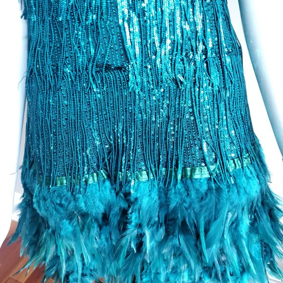 Emerald Green, Twenties Style Sequin Dress - Picture 4 of 4